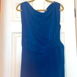 Designer blue, 100% silk knee length dress